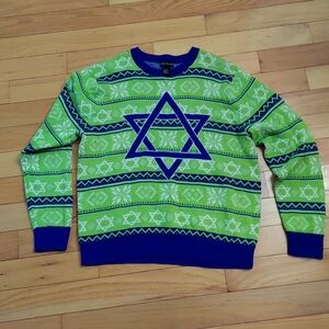 Alex Stevens Jewish Holiday Ugly Christmas Sweater Hanukkah Star Of David 2XL